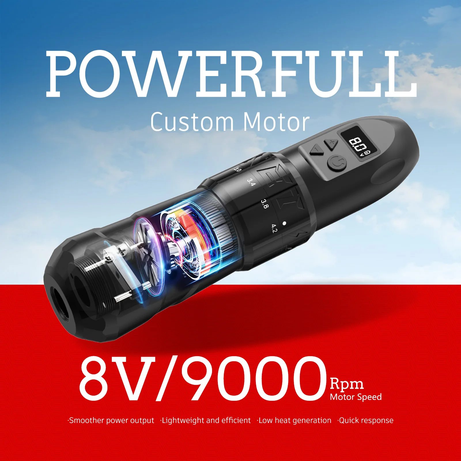 XNET ماكينة رسم الوشم التجميلي اللاسلكية مجموعة أقلام دوارة محرك مخصص بطارية 2400 مللي أمبير 10 أحبار الوشم المبتدئين مجموعة كاملة لفنان الوشم F2 #2