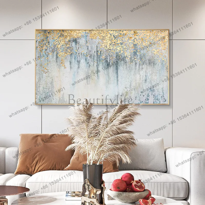 LJY 3D light luxury hand-painted texture oil painting horizontal version living room sofa back background wall hanging painting