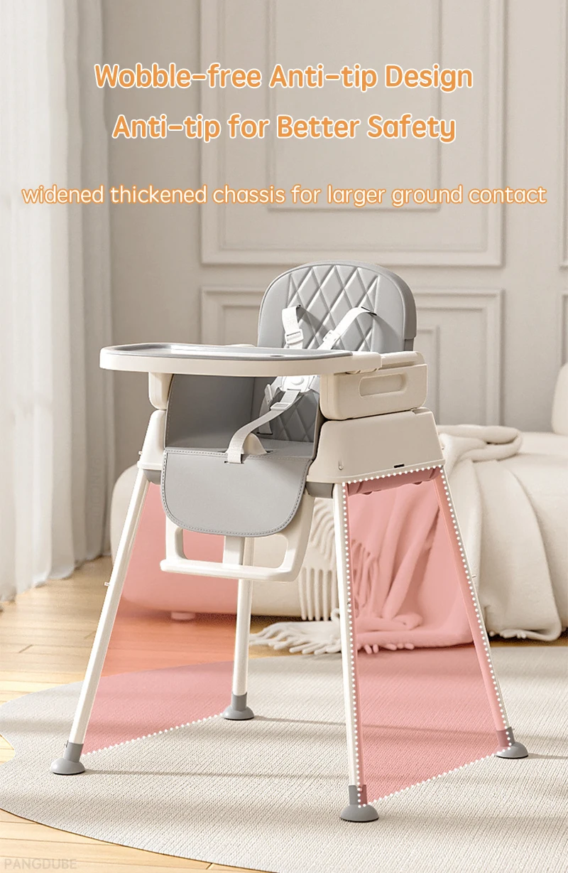Umwandelbarer Babyhochstuhl 6 in 1, PANGDUBE Kleinkind-Sitzerhöhung, höhenverstellbarer, faltbarer Säuglingsernährungsstuhl mit Rollen – Detail 3