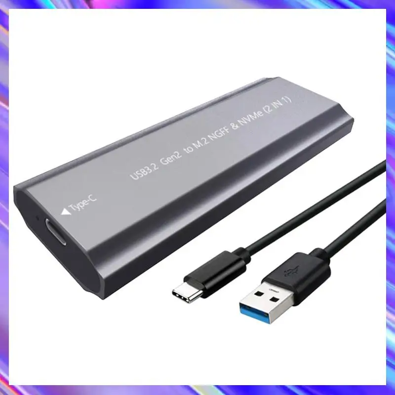 Portable External Drive Case For M2 NVME NGFF SATA Ssds USB 3.2 Enclosure- Supports 2230/2242/2260/2280 B