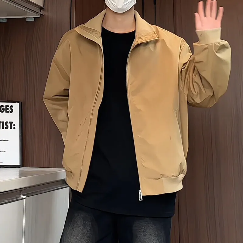 Spring Short Jacket Men Fashion Casual Motorcycle Jacket Men Streetwear Hip-hop Loose Bomber Jacket Mens Black Motorcycle Jacket