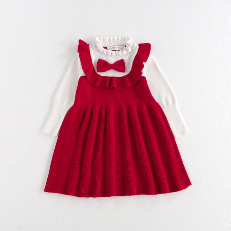 

Winter Girls Knitted Christmas Party Princess Dress Long Sleeve New Year Outfit Baby Kids Party Knit Dresses 2-8Yrs