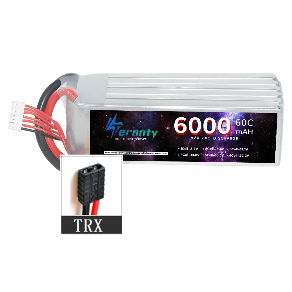 Teranty 6000mAh 6S 22.2V 60C RC Lipo Batterij Oplaadbare Batterij Voor RC Auto FPV Truck Helikopter met XT60 XT90 Connector