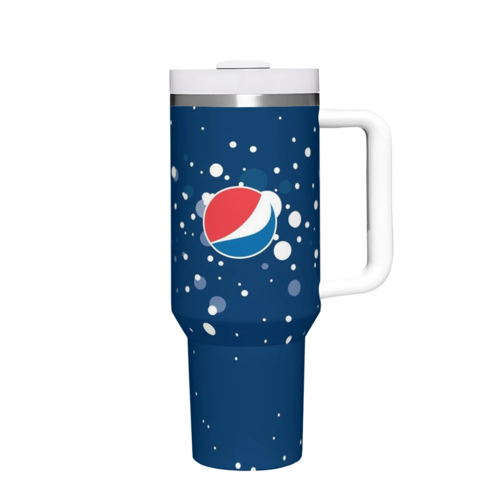 

P-Pepsi 40 Oz Ultimate Tumbler with Handle and Straw Vacuum Insulated Tumbler with Straw and Lid Stainless Steel Travel Mug