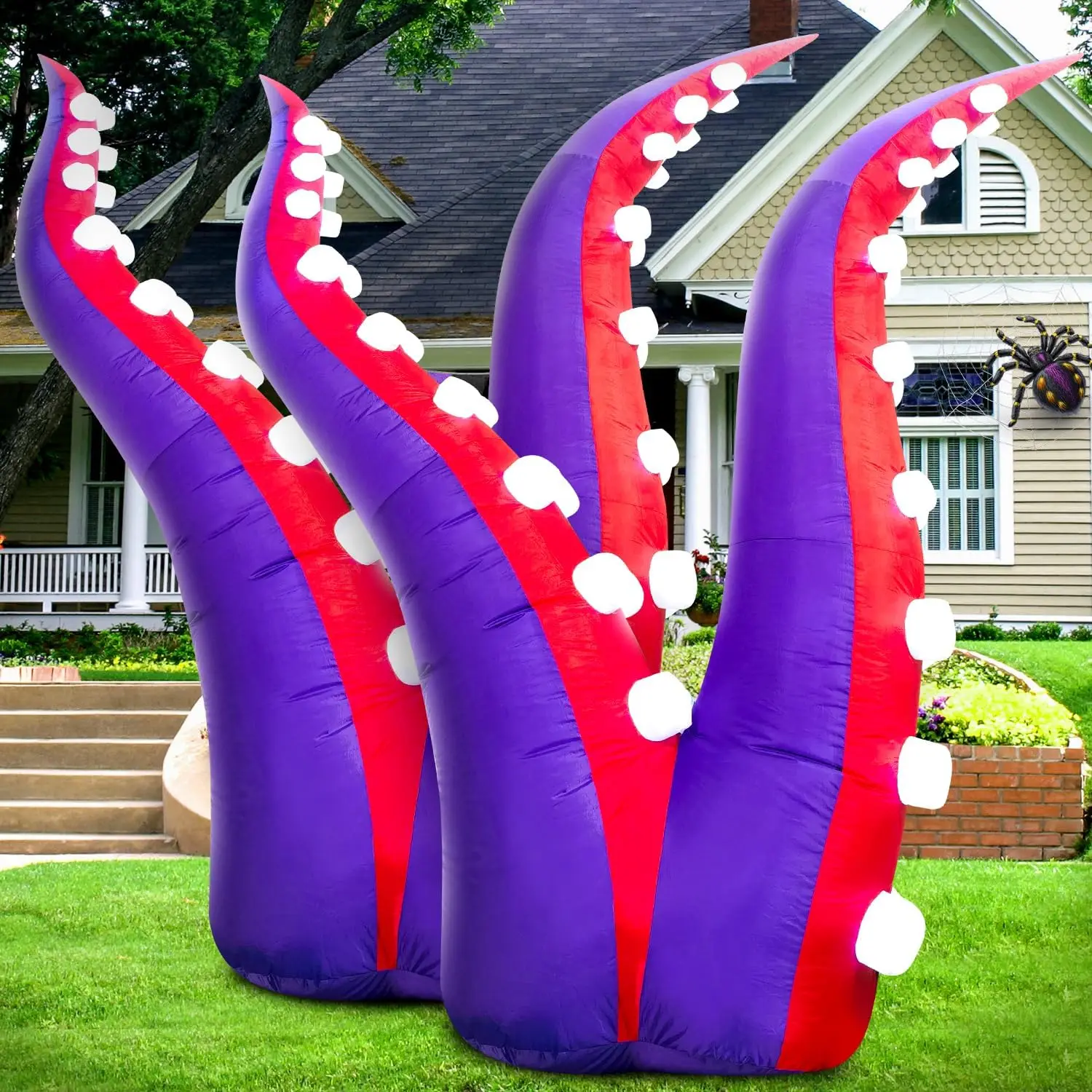 6FT Halloween Inflatables Decorations Octopus Tentacles 2pcs with 36 Built-in LED Lights, Blow Up Holiday Yard Decoration