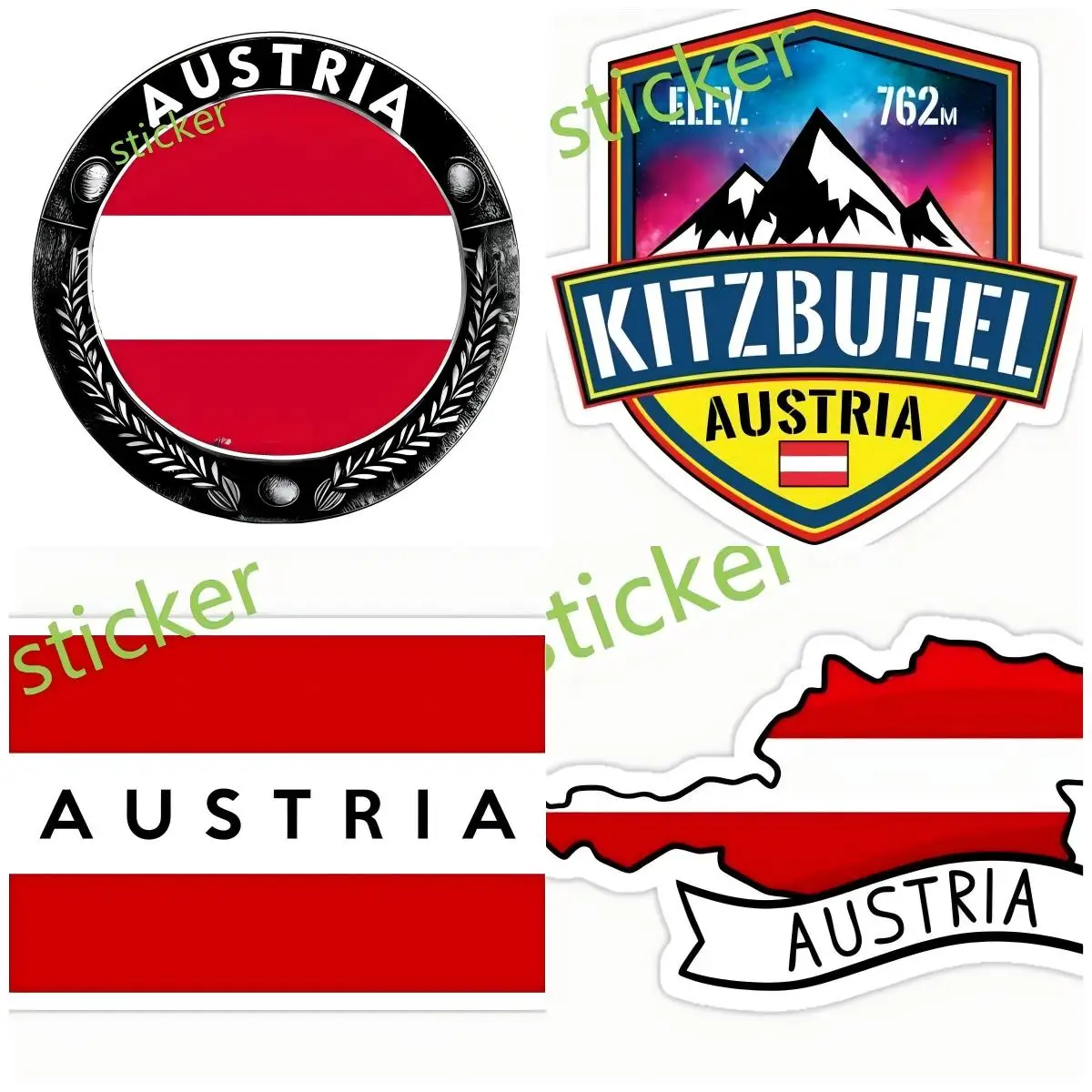 

Austria Flag stickerBumper Window Phone Trunk Cover scratches Exterior Decor Motorcycle Off-road Laptop Helmet Trunk Accessories