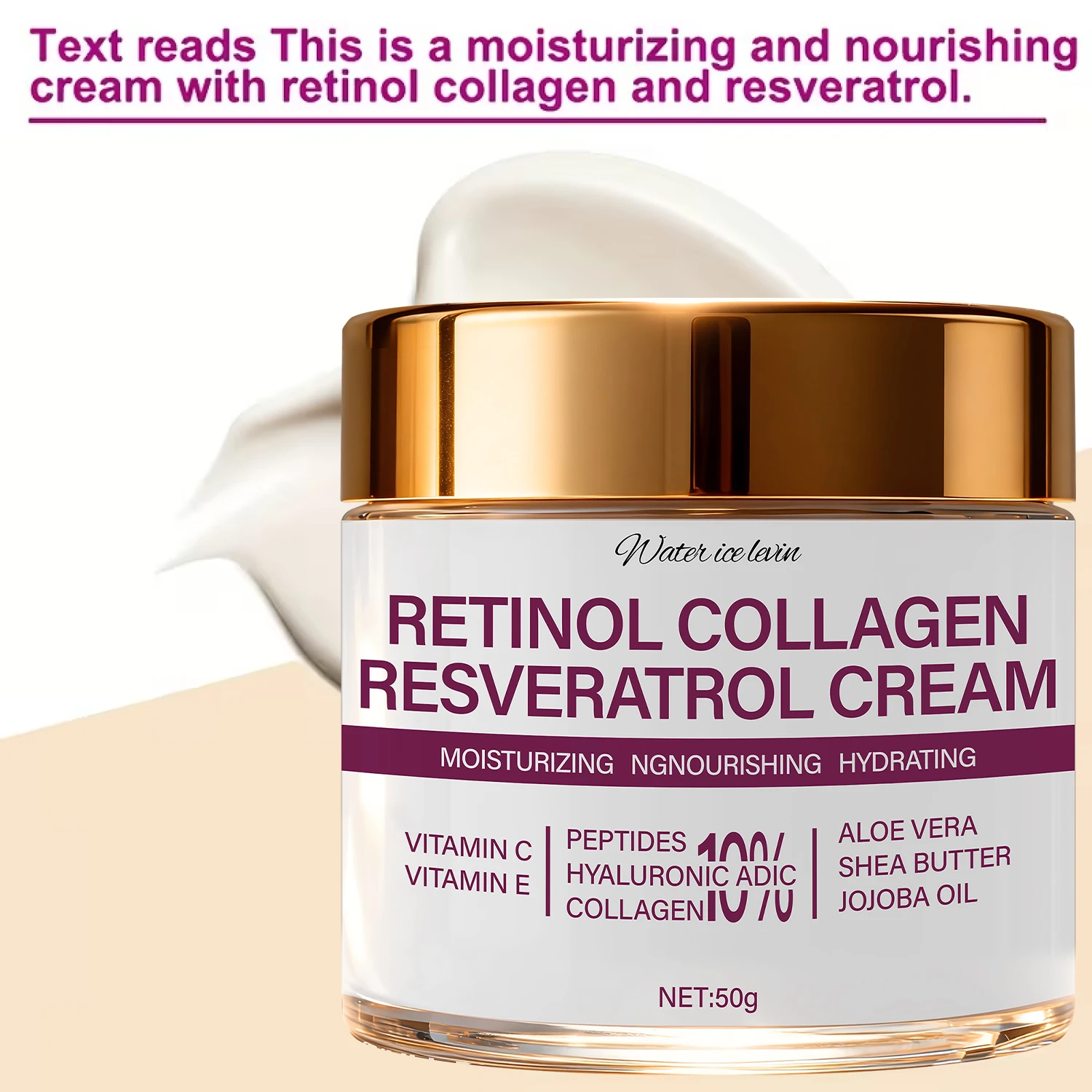 Face Cream Retinol Collagen Resveratrol with Peptide & Vitamin C,Hydrating Firming Moisturizer for Face 50g