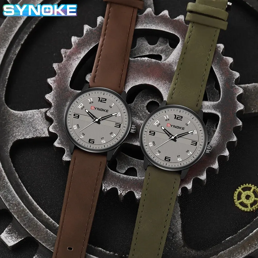 SYNOKE Men Quartz Watch Fashion Simple Business Belt Retro Watch For Men Watch Student Wristwatch Sports Non Mechanical