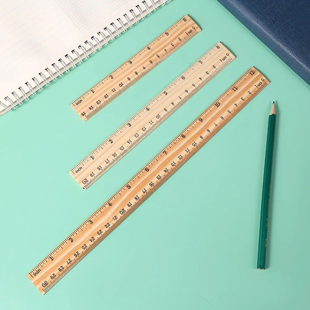 12 Pcs Woodworking Ruler Wooden Straight Rulers Student Meter Sticks for Classroom