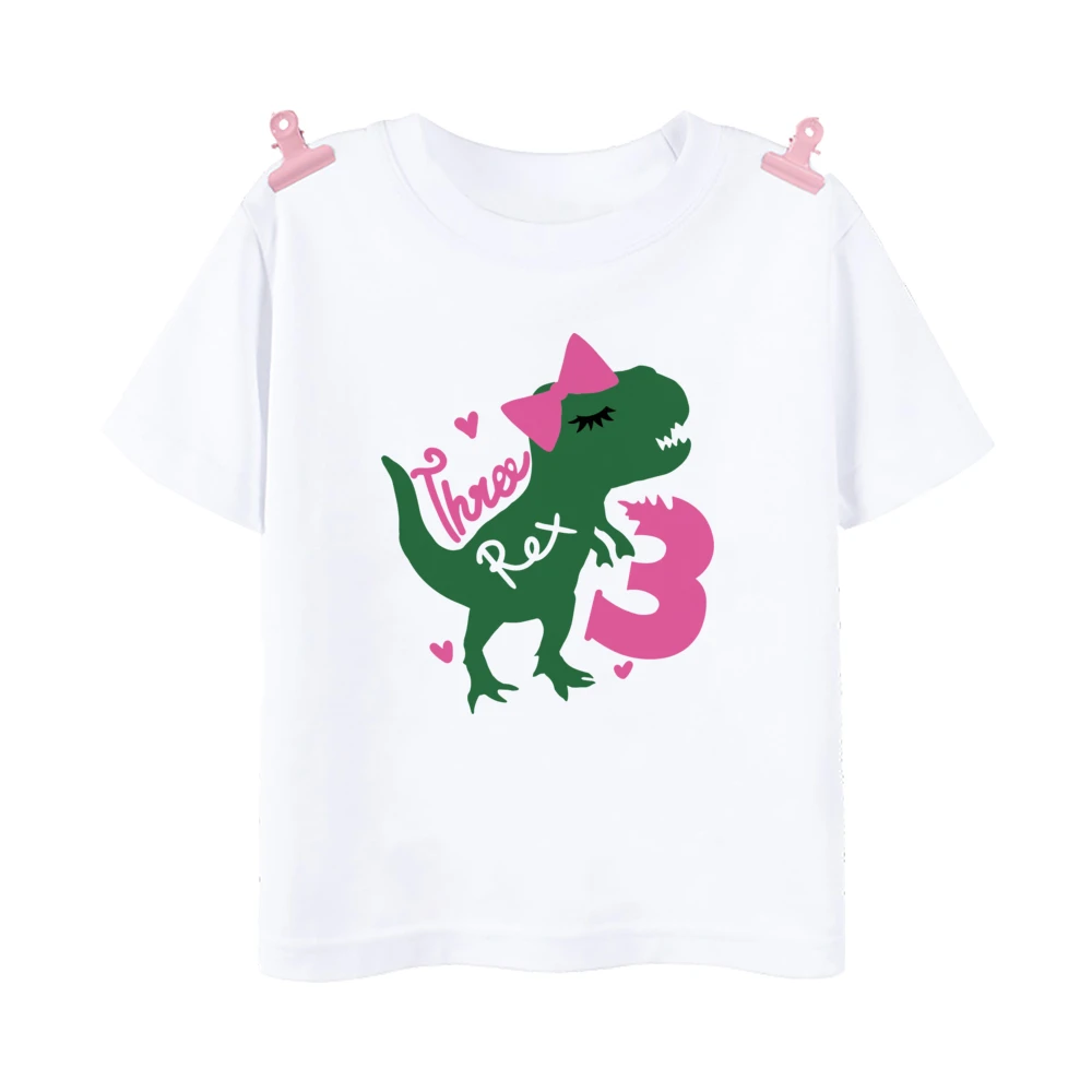 Dinosaur Birthday 1-9 Shirt T-Shirt Wild Tee Girls Party Outfit T Shirt Dinosaur Theme Clothes Kids Gifts Fashion Tops Tshirt