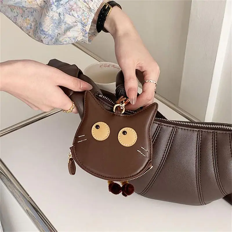 محفظة عملات معدنية رفيعة للغاية مزينة برسوم كرتونية رائعة للسيدات، حقيبة قلادة فريدة من نوعها بما في ذلك تخزين سماعات الأذن، حافظة بطاقات رفيعة للغاية