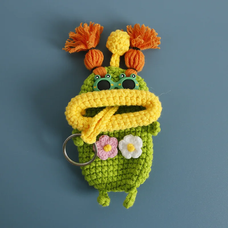 Funny Fruit Series Sausage Mouth Doll Keyrings Cute Sausage Mouth Doll Crochet Bag Keychain For Car Keys Holder Custom Accessory