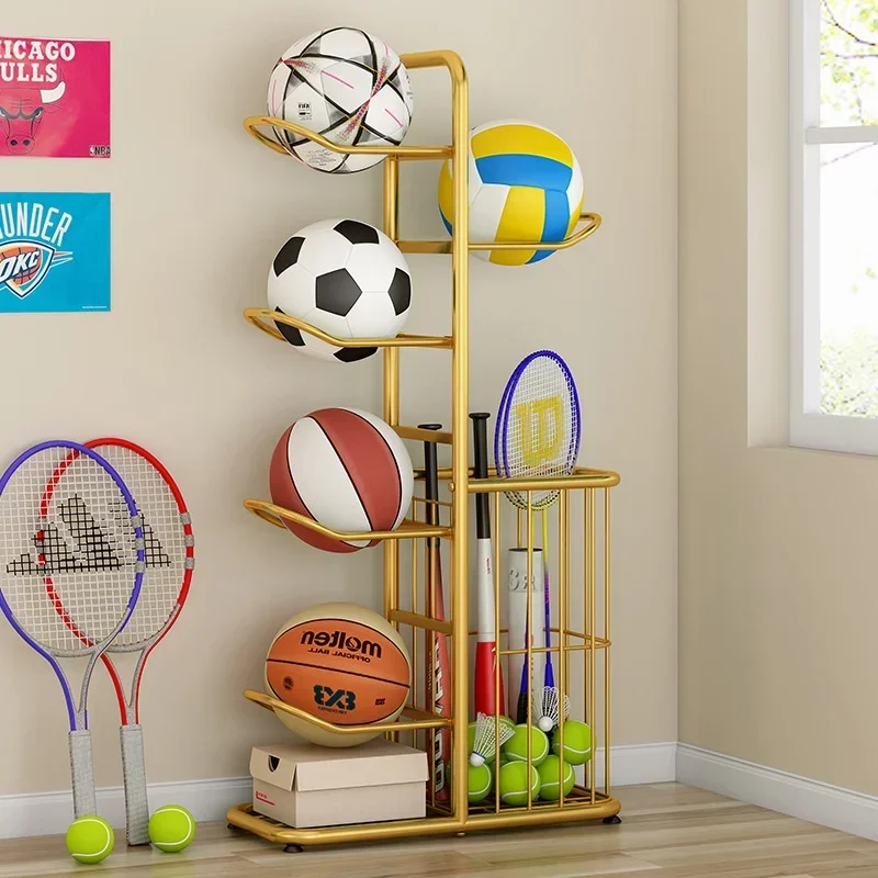 Ball Storage Rack With Basket And Two Hang Hooks Garage Organizer Basketball Holder Display Stand durable