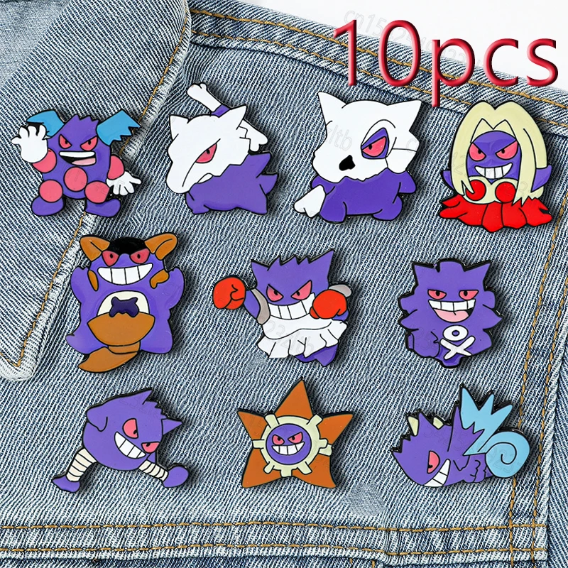 Pokemon Anime Brooch Enamel Pins for Backpacks Cute Purple Gengar Pikachu Brooches Metal Enamel Badges Pins Collection Gifts