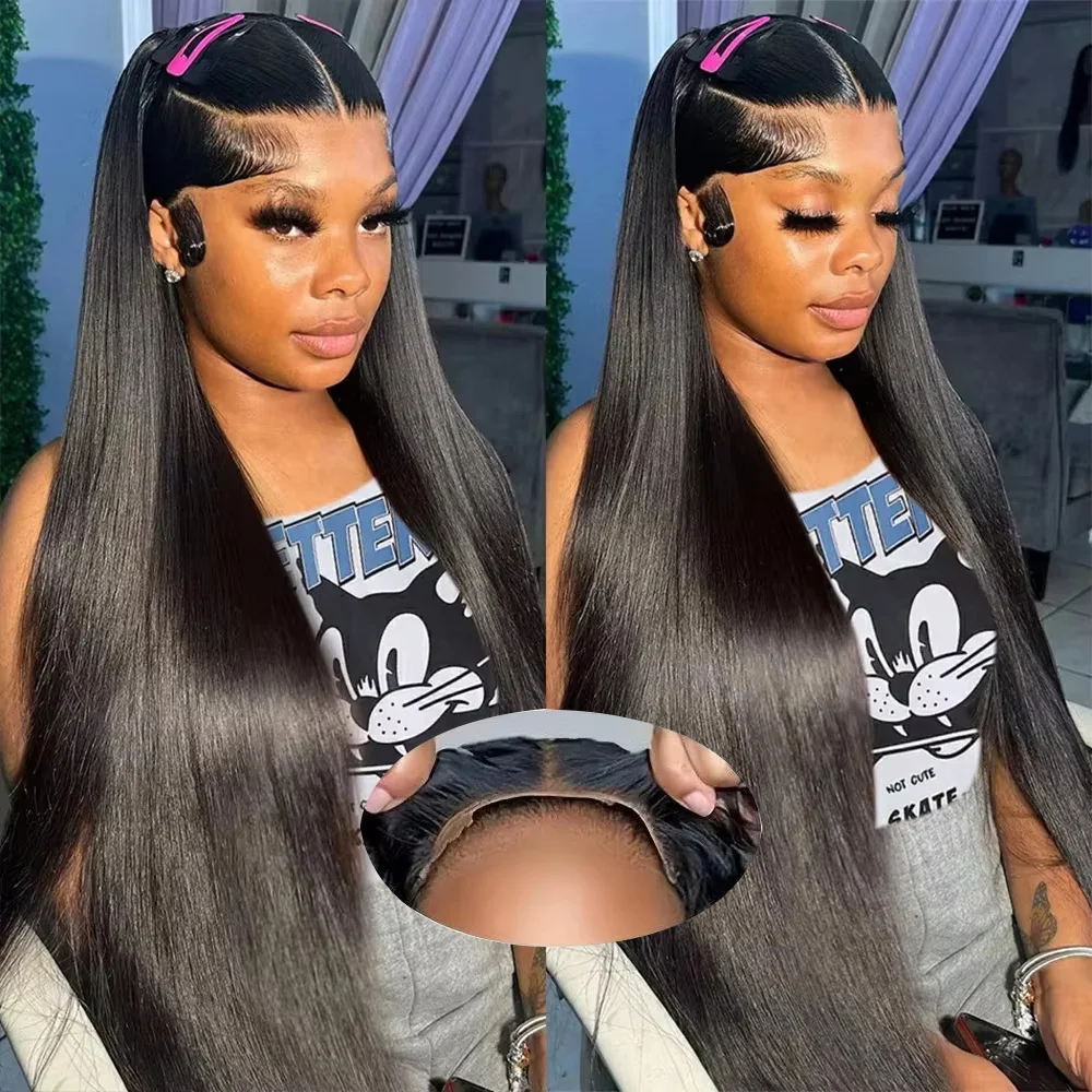 

Brazilian Bone Straight Glueless Preplucked Wigs Human Hair Ready to Wear 5x5 6x6 HD Transparent Lace Frontal Closure Remy Wig