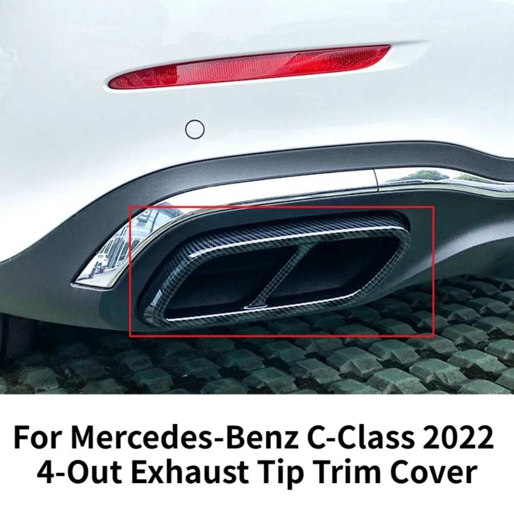 

For Mercedes Benz C Class W206 C200L C260L C300L 2022 AMG Style Quad Exhaust Tip Cover Trim Exterior Decoration Car Accessories