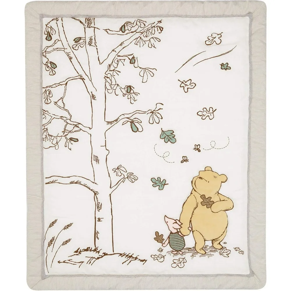 شحن مجاني - طقم سرير أطفال مكون من 3 قطع من Pooh، ملاءة سرير قابلة للتنفس مصنوعة من القطن بنسبة 100%، فاخرة وعالية الجودة - جديد #3