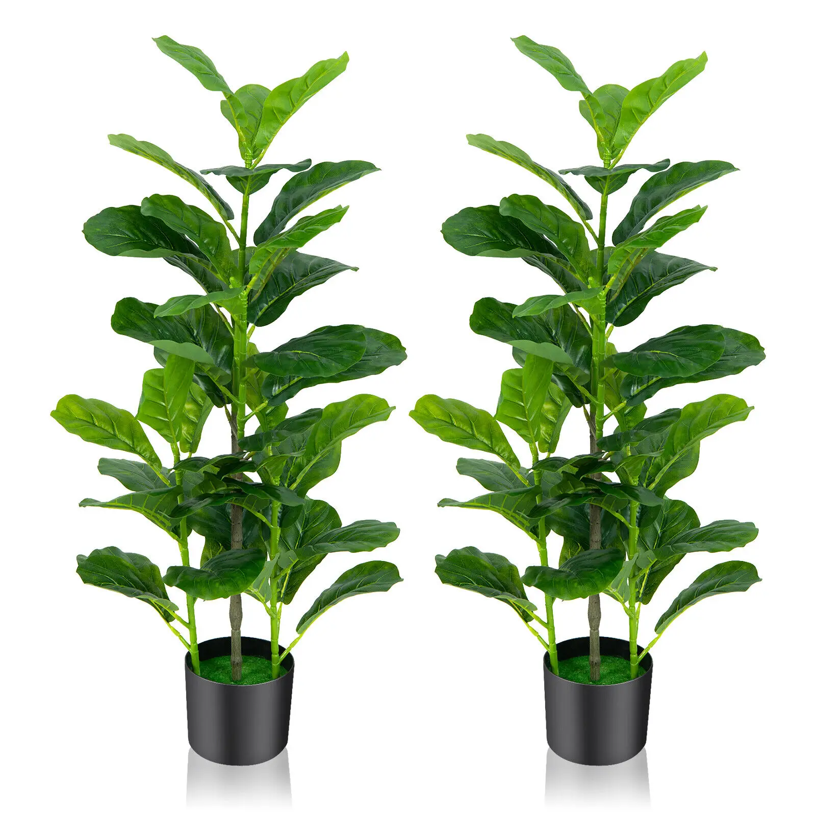 Costway Artificial Tree 2-Pack Artificial Fiddle Leaf Fig Tree forIndoor & Outdoor