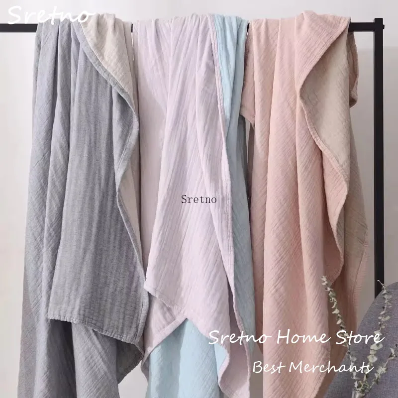 SRETNO Japanese Pure Cotton 4-layer Thickened Yarn Throw Blanket Soft Towel Quilt Spring and Summer Thickened Bed Sheet Blankets