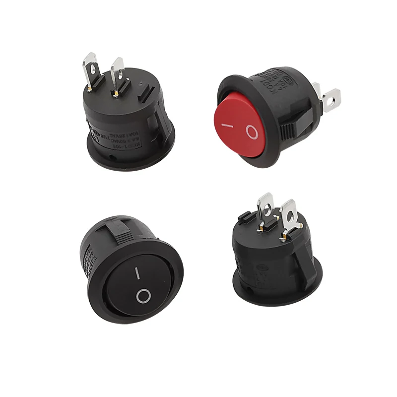 5Pcs KCD1-105 20mm Rocker Switch 2 Pin Boat Rocker Switch AC 6A/250V 10A/125V ON-OFF SPST Push Button Switch Red / Black