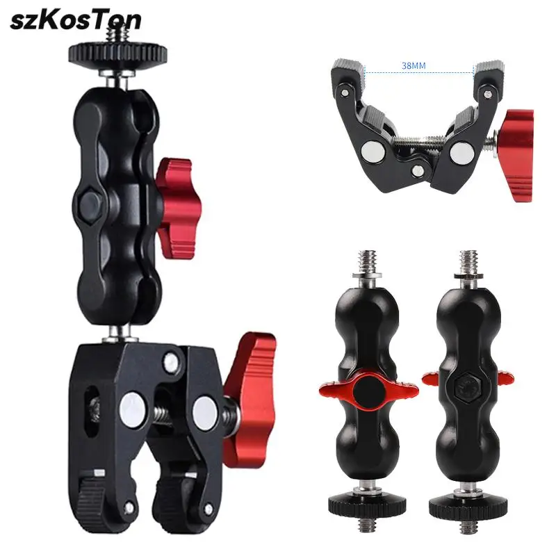 

Clamp Ballhead Magic Arm Camera Clamp Crab-Shaped Monitor Clamp with 1/4" 3/8" Threaded Holes for GoPro/DSLR Camera/Stabilizer