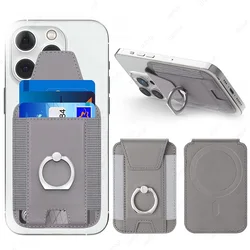 Magsafe Card Holder with Flap Cover Magnetic Phone Ring Stand PU Leather Cardholder Cell Phone Case for Iphone 13 14 15 16 Pro