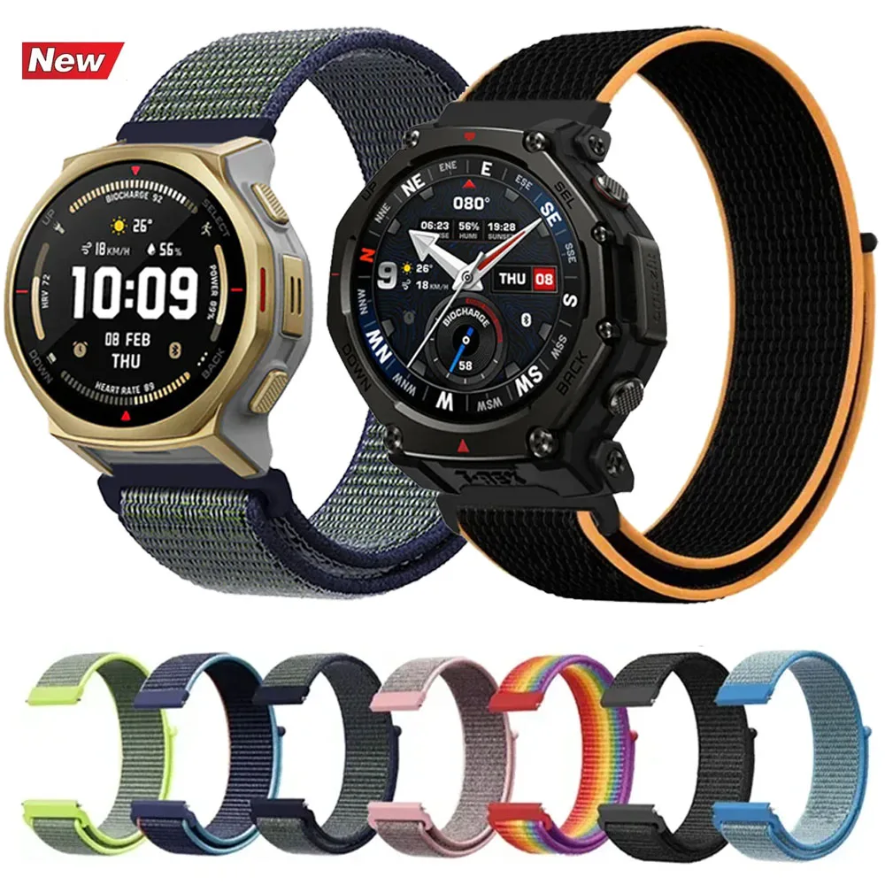 

Спортивный нейлоновый ремешок 20/22 мм для Amazfit T-Rex3 Pro 48/44 мм/Helio/Active 2, браслет Amazfit Balance 2-1/Bip 6/GTR 4, ремень