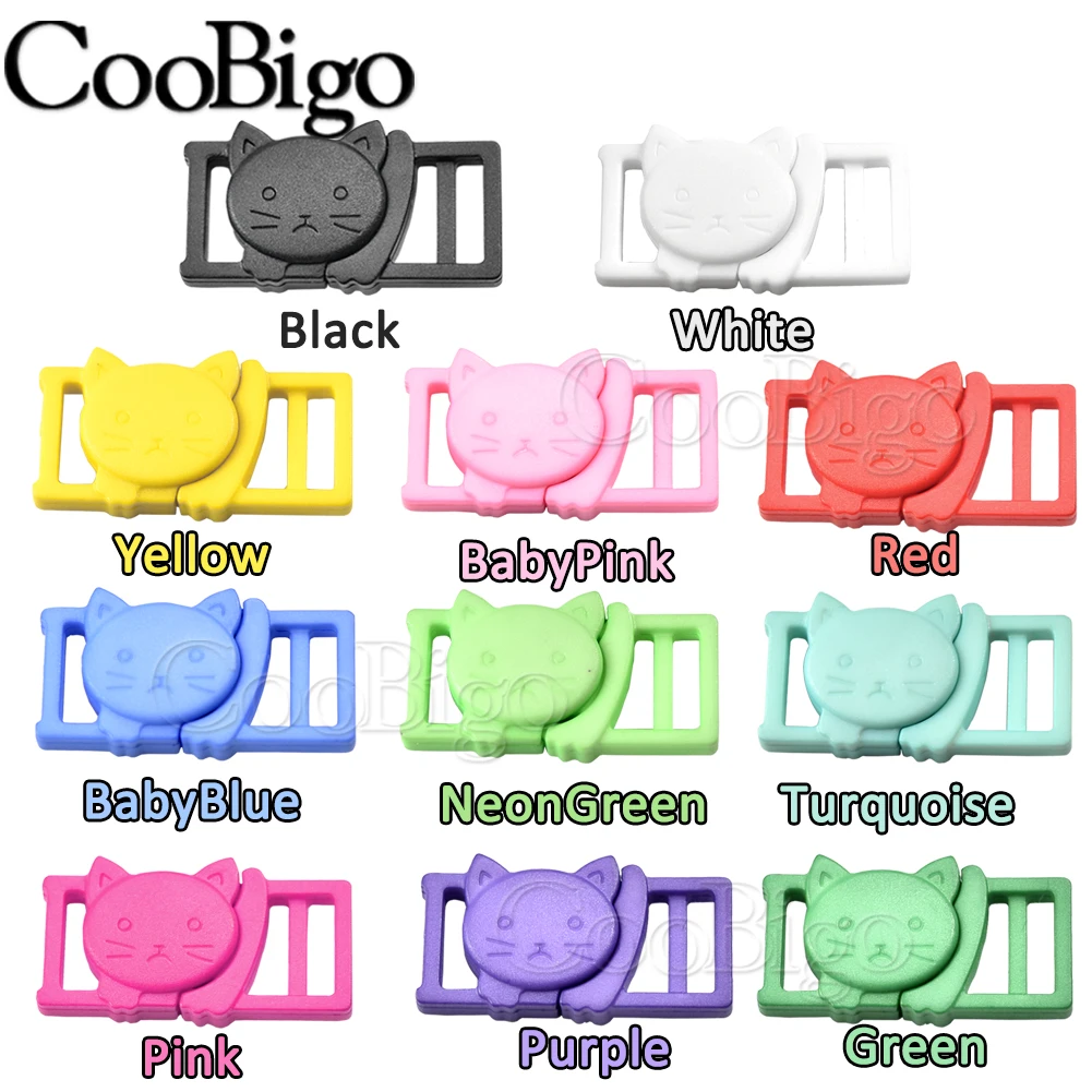 10pcs Plastic Safety Breakaway Buckles Cat Head Bracelet Buckle Pet Collar Paracord Rope Webbing Strap DIY Accessories Colorful