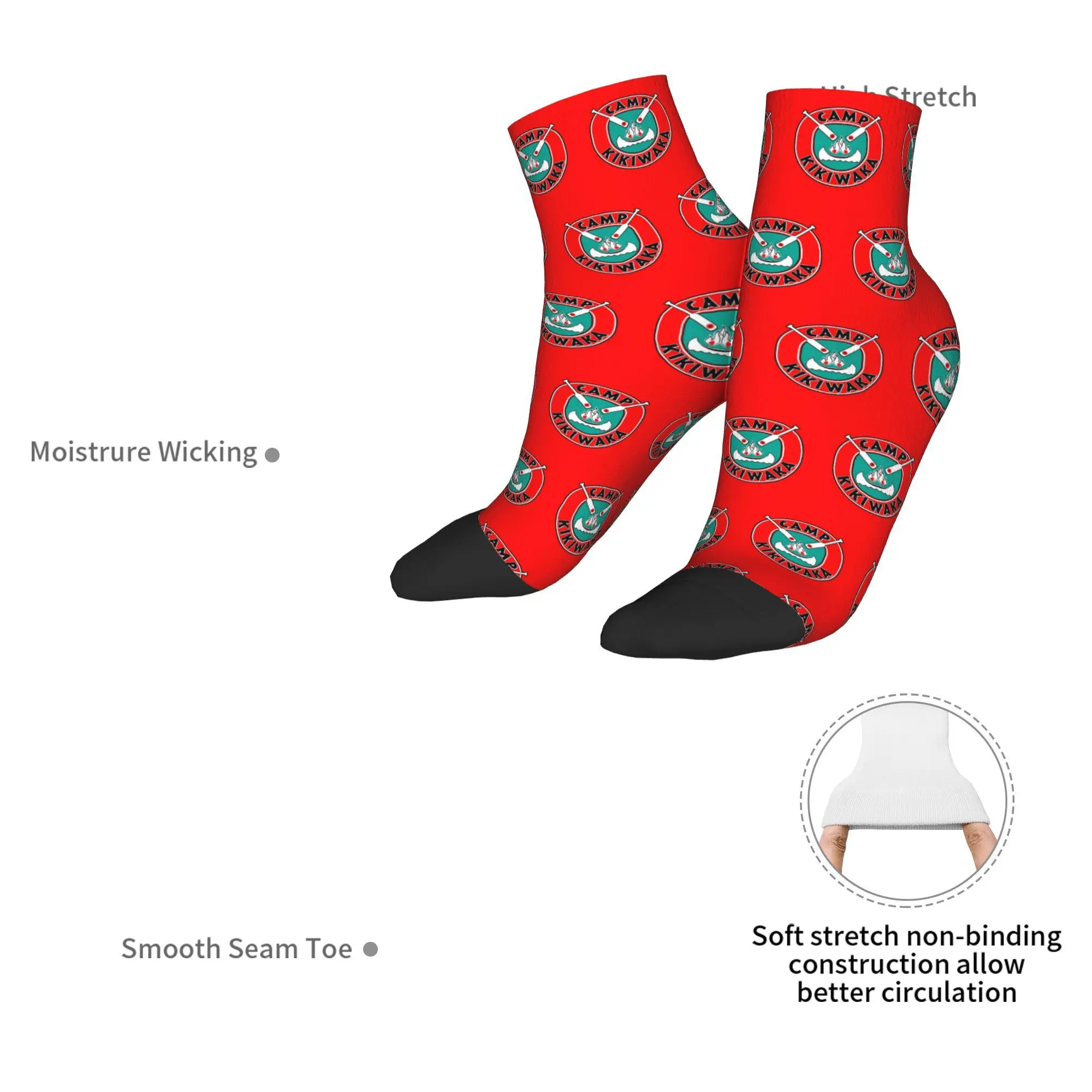 Camp Kikiwaka - Bunk'd - fondo rojo Calcetines Harajuku Medias absorbentes del sudor Calcetines para todas las estaciones Accesorios para hombre Mujer