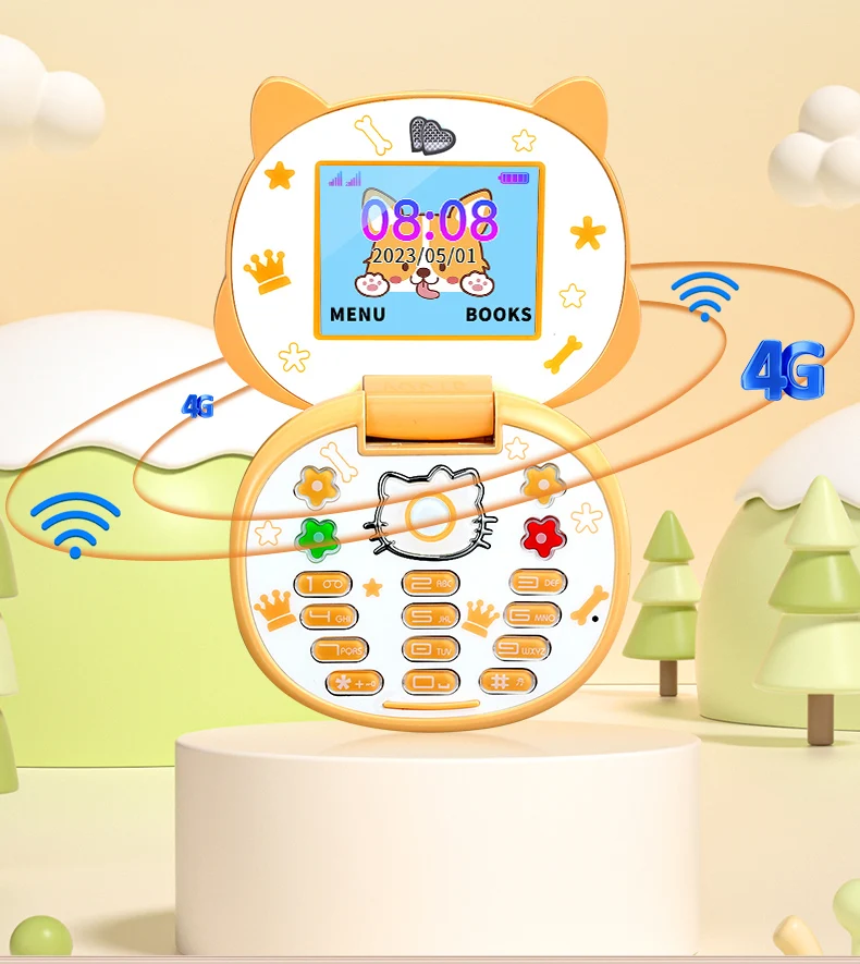 Cute Mini Koki Mobile Phone Flip Cartoon Kids Children Dual Sim 2G GSM Keyboard Botton MP3 Player Unlocked New Cellphone
