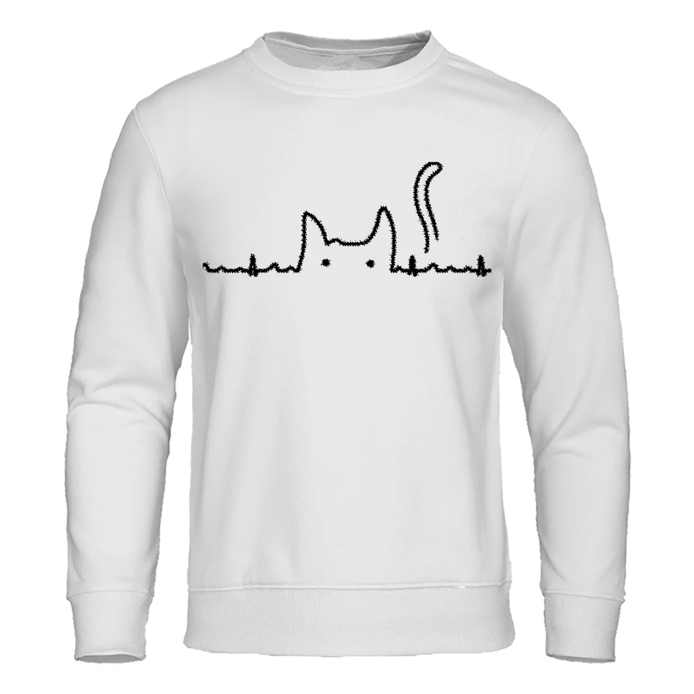 

Cat Tail Electrocardiogram Kawaii Print Men Hoodies Fashion Warm Sweatshirts Funny Oversize Hoody Hip Hop Fleece Clothing Mens