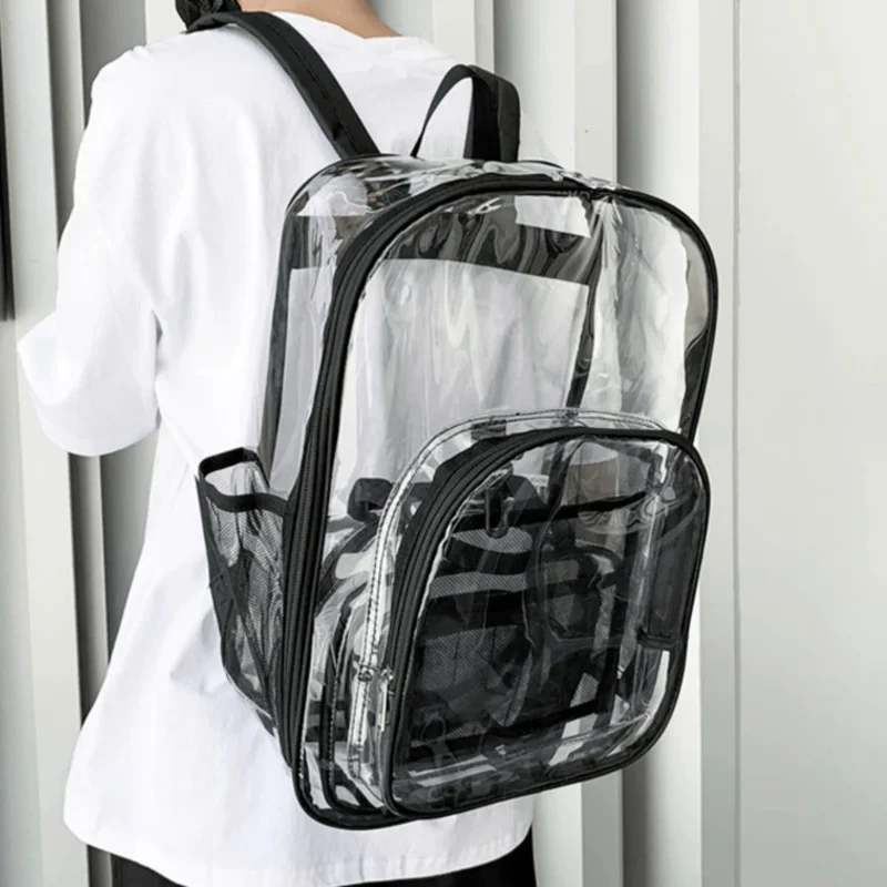 Mochila transparente Mochila transparente de PVC resistente Mochila transparente impermeable (negro), mochila transparente impermeable, estilo informal