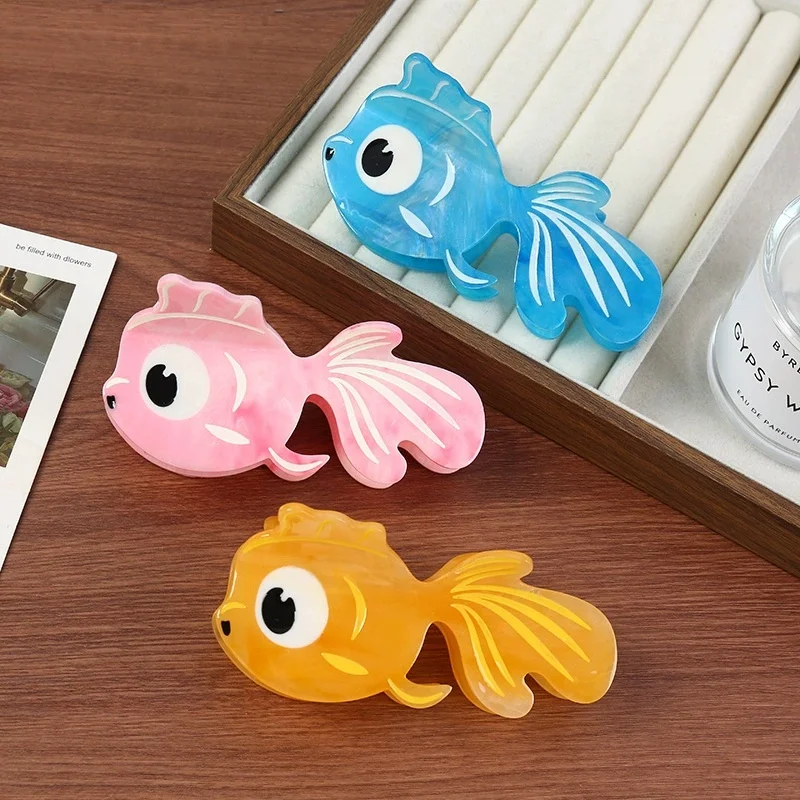

New Cartoon Goldfish Hair Claw Ocean Series Acetate Claw Clips Trendy Crab Hair Clip Cute Hair Accessories for Women Girls