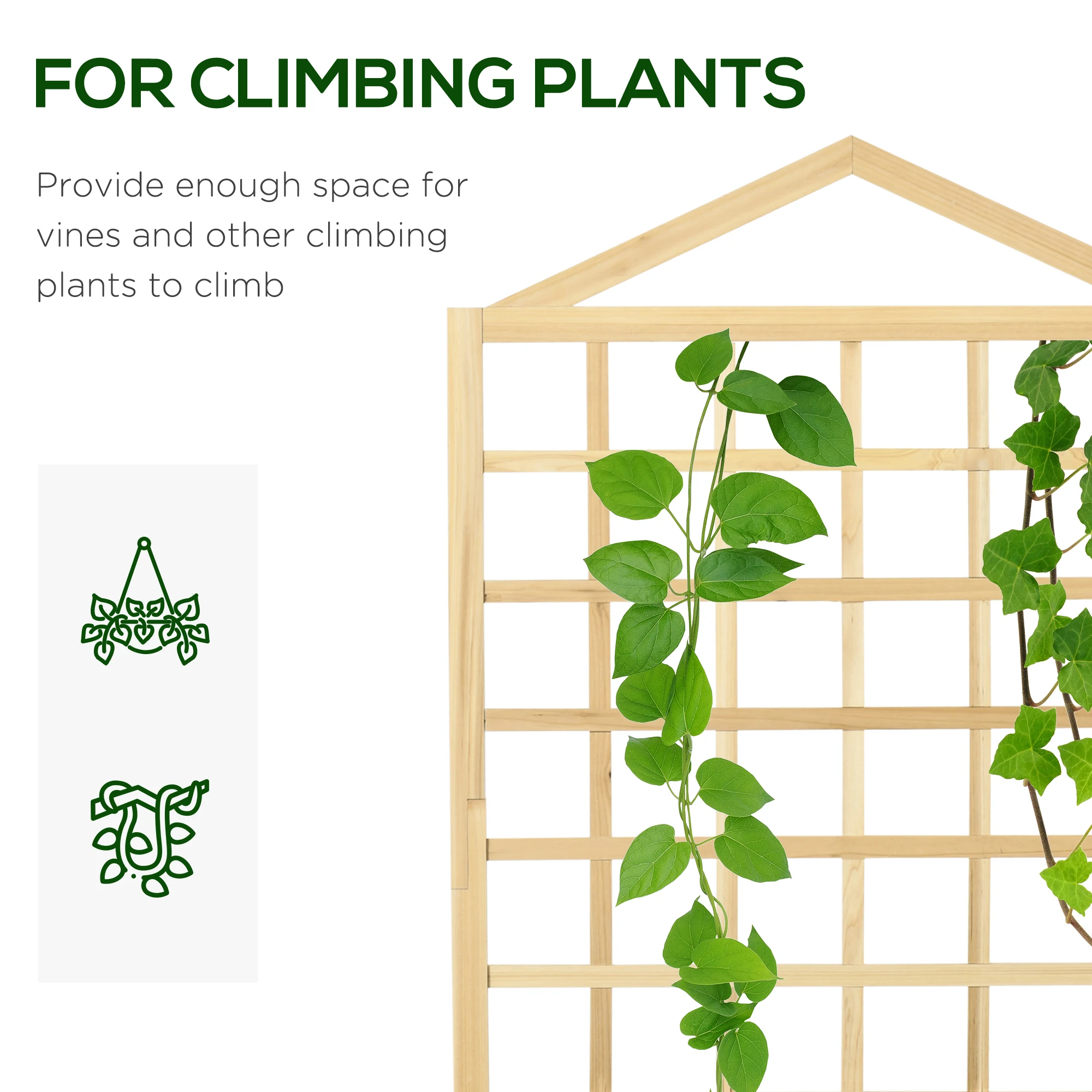 Wooden Planters with Trellis for Vine Climbing, Raised Beds for Garden, Natural