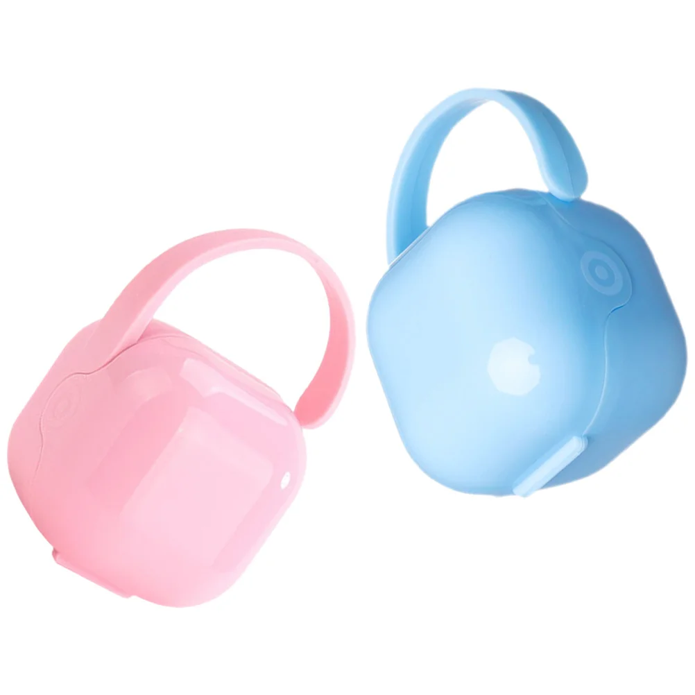 2Pcs 젖꼭지 보관 상자 여행을위한 아기 젖꼭지 홀더 케이스 휴대용 안전한 PP 소재 부드러운 가장자리 쉬운 청소