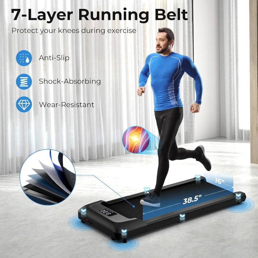 جهاز مشي محمول 2 في 1 تحت المكتب للياقة البدنية في المكتب المنزلي: يدعم ما يصل إلى 265 رطل يتميز بجهاز التحكم عن بعد وشاشة LED fo