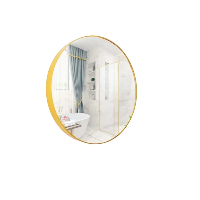 For 40/50/60/70cm Metal Fram Round Black/Golden Makeup Bath Mirror With Shelf Wall-mounted Bathroom Hotel Toilet Vanity Mirror