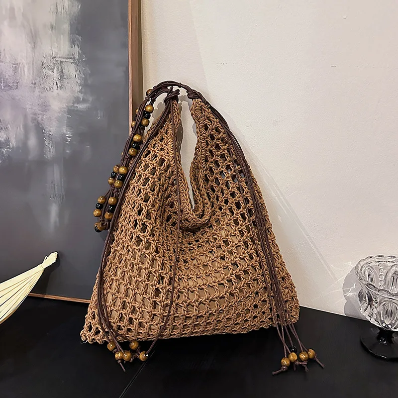 

2025 Luxury Woven Bucket Bag for Women Designer Crossbody Purse Summer Beach Bag with Adjustable Strap