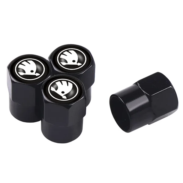 4PCS Car Tire Valve Cover Tire Stem Cover Dust Cover Accessories For Skoda Kodiaq Octavia 2 3 Yeti Karoq Rapid Fabia Kamiq a7 A5