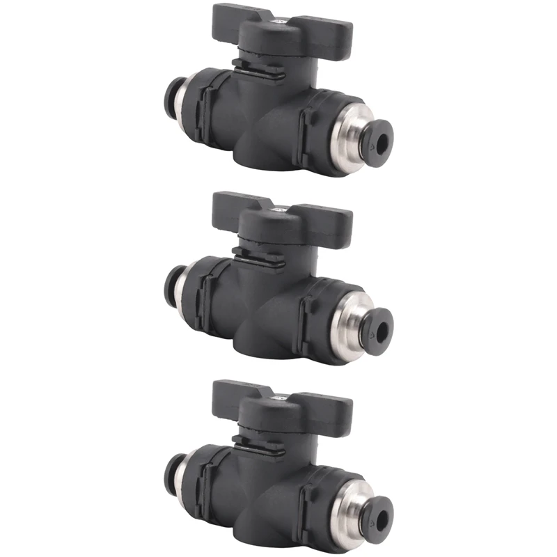 4Mm Push Connect Valve Ball Valve 4Mm Air Flow Control Valve Quick Connect Valve Tube Fittings 3 Pack Easy Install