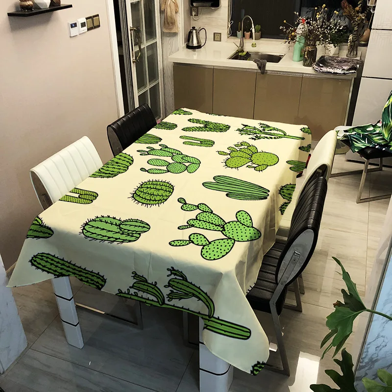 Cactus Digital Printing Tablecloth Waterproof Oil-proof and Heat-proof Fashion Design Table Mat Home Nappe De Table Mantel Mesa