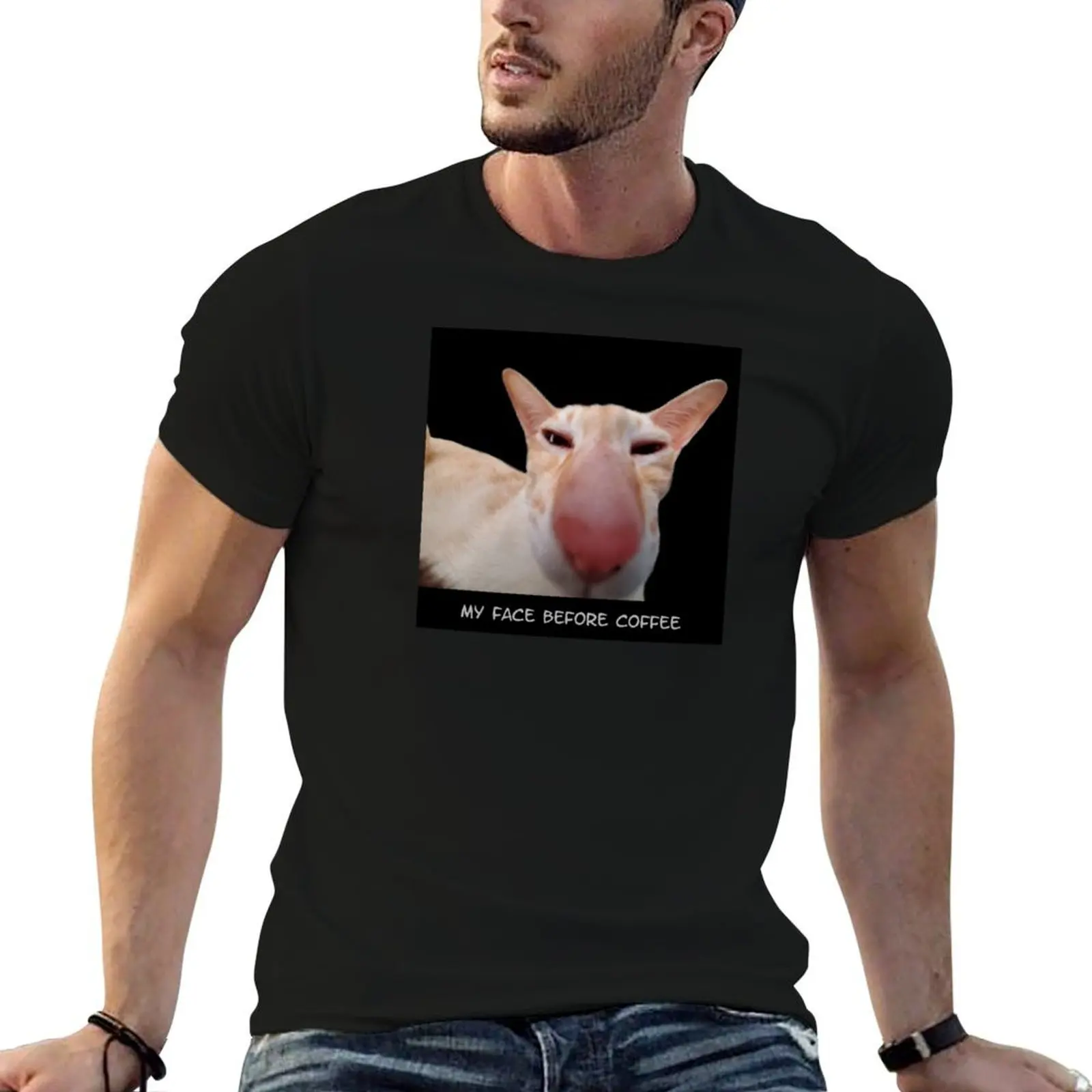

Babby-My face before coffee T-Shirt cotton tshirt 100% t shirts for man graphic funny funny t shirts cotton T-shirt