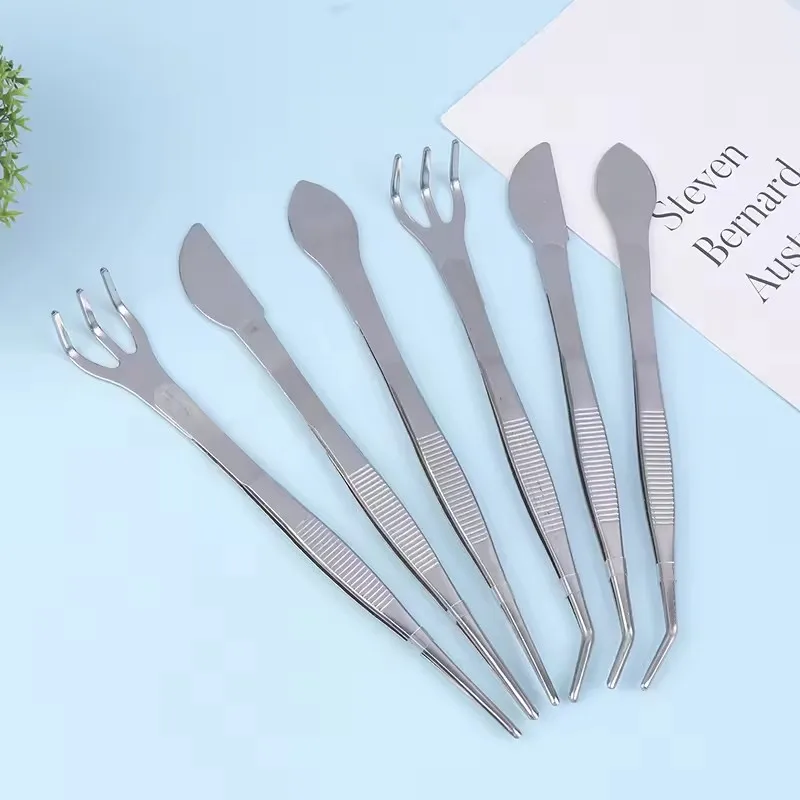 مشط جذور من الفولاذ المقاوم للصدأ 2 في 1 304 مع ملاقط بونساي مع مقبض مريح أداة زراعة التربة لصناعة العصارة