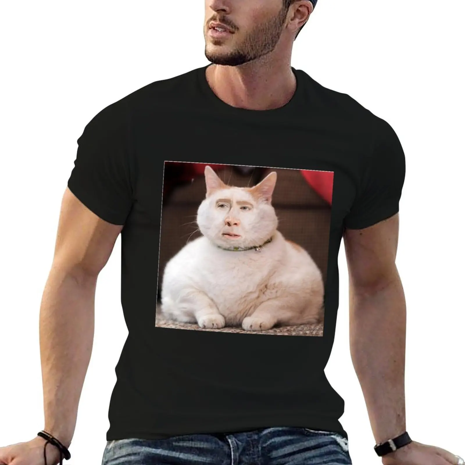 

Nicolas Cage Photoshop Cat T-Shirt man t shirt luxury t shirts with prints t shirt for man T-shirt