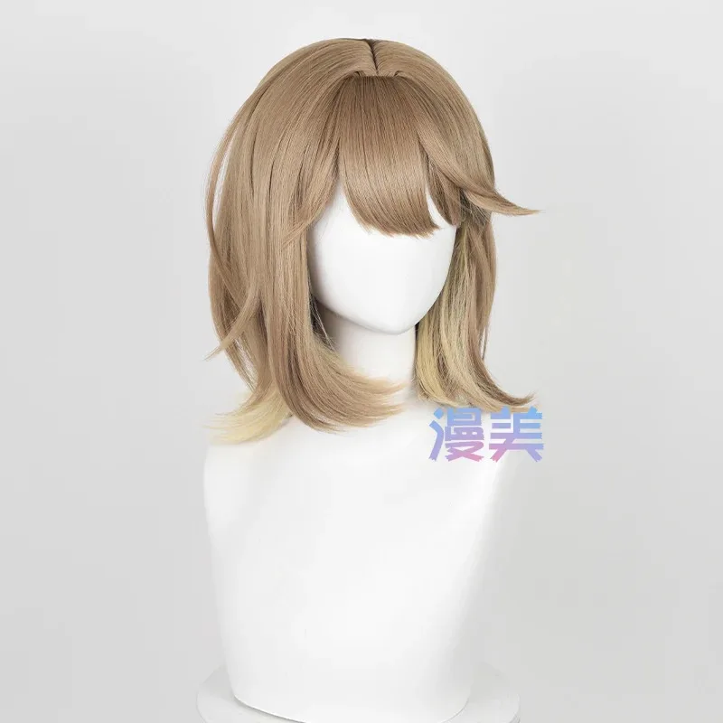 ゲームリバースレグルスコスプレウィッグ 38 センチメートル混合色ショートヘア耐熱合成ハロウィンカーニバルパーティー頭皮かつら