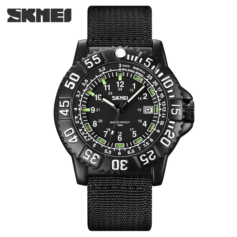 SKMEI 9281 Fashion Mens Waterproof Wristwatches Nylon Luminous Date Calendar Sport Men Quartz Watch Military Clock reloj hombre