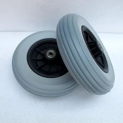 1 Pcs 7-inch PU wheel/nylon hub diameter 17cm elastic wear-resistant thick wheel/wheelchair wheel