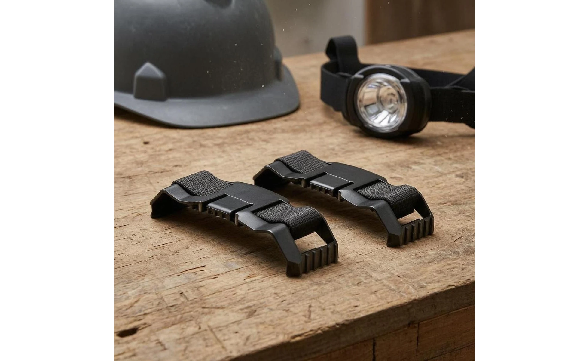2 Pieces Helmet Headlamp Bracket Curved Shape Headlamp Strap Bracket Helmet Lamp Clip Black Lighting Accessory Easy to Install