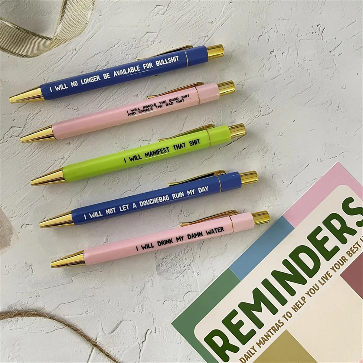 ADP-Reminder Daily Mantra Pens, MAMA Pens, Funny Weekly Pens,Fine Point Smooth Writing Pens 2Set