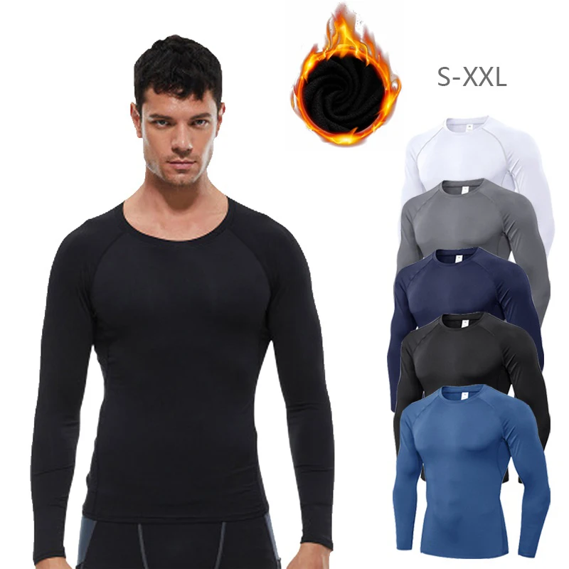 Autumn Winter Warm Long Sleeve Sport Shirt Compression Running T-Shirt Fitness Tight Training Clothes Men Quick Dry Gym Tops